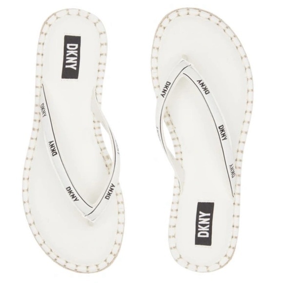 DKNY Tabatha Logo Tape Sandal - White - Picture 1 of 8